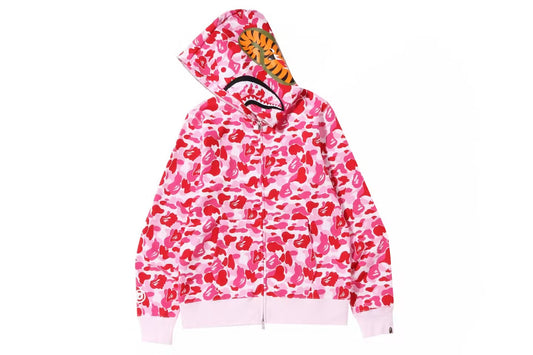 PinkBape ABC Camo Shark Full Zip-Up Hoodie
